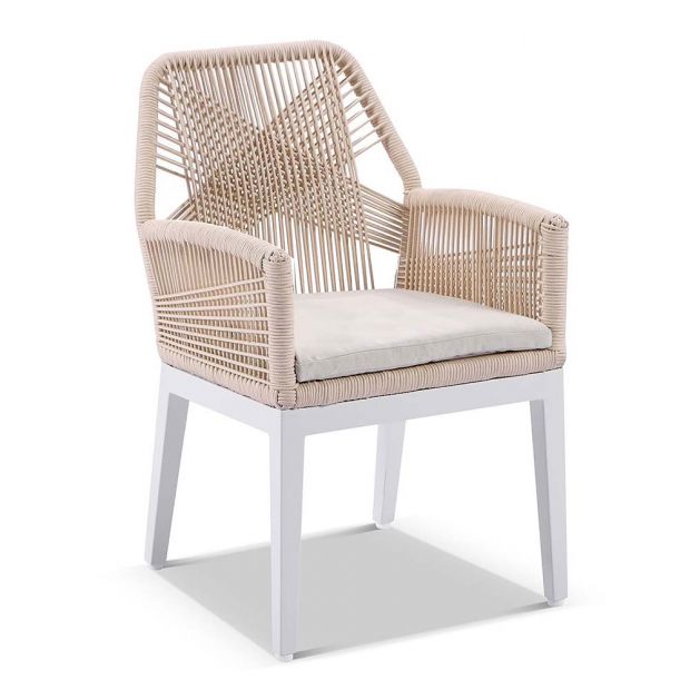 HUGO OUTDOOR ALUMINIUM AND ROPE DINING CHAIR