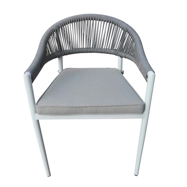 FINLEY OUTDOOR ALUMINIUM AND ROPE STACKABLE DINING CHAIR