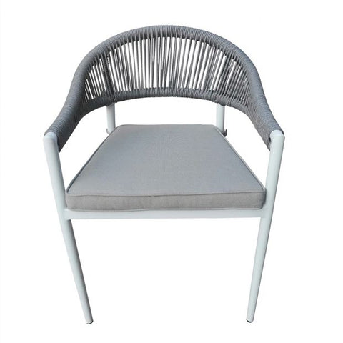 FINLEY OUTDOOR ALUMINIUM AND ROPE STACKABLE DINING CHAIR