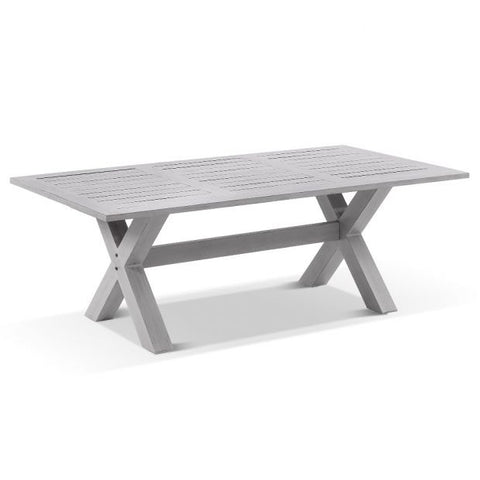 AGED TEAK LOOK TAHITIAN 2.1M ALUMINIUM DINING SETTING WITH BENCH SEATS