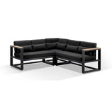 BALMORAL OUTDOOR ALUMINIUM & TEAK LOUNGE WITH SIDE TABLE