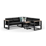 BALMORAL OUTDOOR ALUMINIUM & TEAK LOUNGE WITH SIDE TABLE