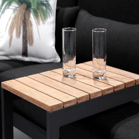 BALMORAL OUTDOOR ALUMINIUM & TEAK LOUNGE WITH SIDE TABLE