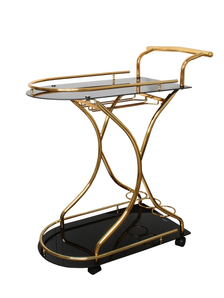 Black Glass Gold Bar Cart