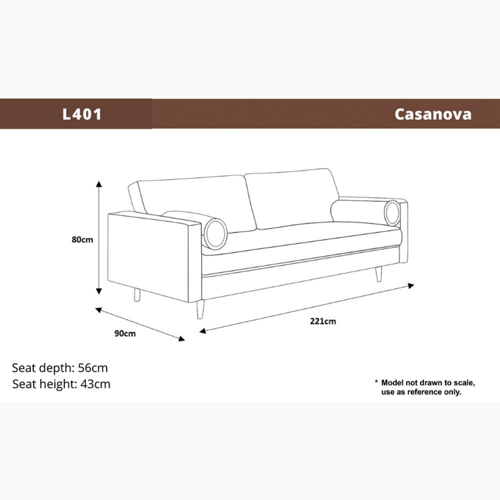Casanova Fabric 3 Seater Sofa