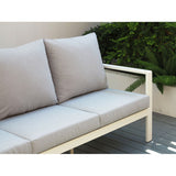 Florence 5 Seater White Aluminium Sofa Lounge Set - Light Grey Cushion