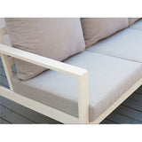 Florence 5 Seater White Aluminium Sofa Lounge Set - Light Grey Cushion