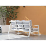 Florence 5 Seater White Aluminium Sofa Lounge Set - Light Grey Cushion