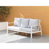 Florence 5 Seater White Aluminium Sofa Lounge Set - Light Grey Cushion