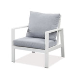 Florence 5 Seater White Aluminium Sofa Lounge Set - Light Grey Cushion