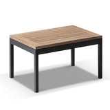 HARVEY OUTDOOR GREY ALUMINIUM TEAK 2+1+1 LOUNGE SET WITH COFFEE TABLE