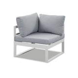 Hampton White Aluminium Sofa Lounge Set - Light Grey Cushion