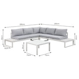 Hampton White Aluminium Sofa Lounge Set - Light Grey Cushion