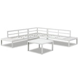 Hampton White Aluminium Sofa Lounge Set - Light Grey Cushion