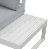 Hampton White Aluminium Sofa Lounge Set - Light Grey Cushion