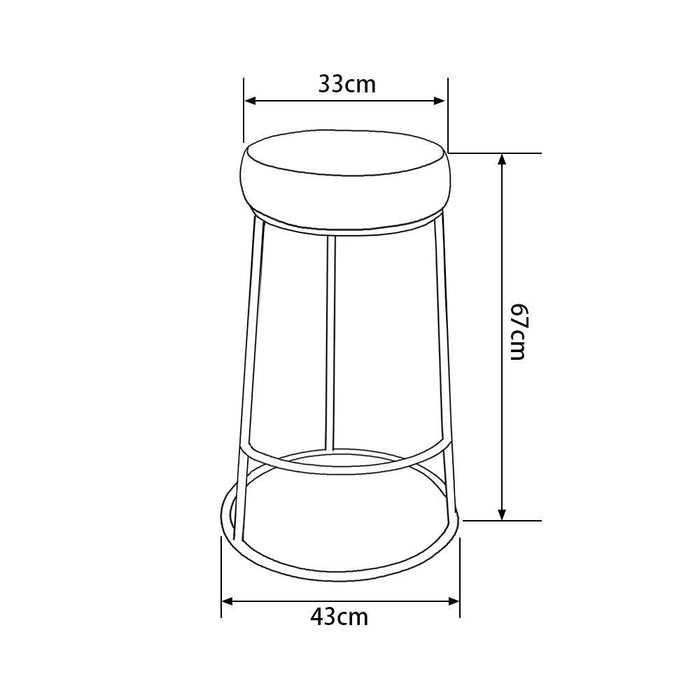Coco Bar Stool (Set of 2) - Grey Velvet Fabric Golden Legs