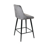 Kane Bar Stool (Set of 2) - Dark Grey Velvet Fabric Black Legs
