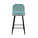 Larsson Bar Stool (Set of 2) - Light Green Velvet Fabric Black Legs