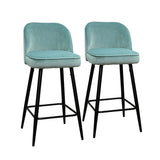 Larsson Bar Stool (Set of 2) - Light Green Velvet Fabric Black Legs