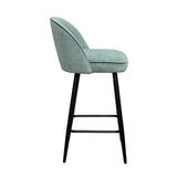 Larsson Bar Stool (Set of 2) - Light Green Velvet Fabric Black Legs