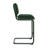 Mila Bar Stool (Set of 2) - Dark Green Velvet Fabric Black Legs