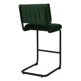 Mila Bar Stool (Set of 2) - Dark Green Velvet Fabric Black Legs