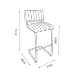 Mila Bar Stool (Set of 2) - Dark Green Velvet Fabric Black Legs