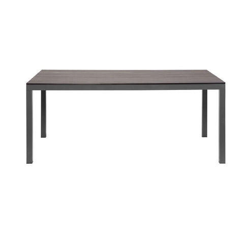 Manly Charcoal Aluminium Outdoor Dining Table with Faux Wood Top (180x95cm)