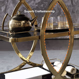 Modern Rolling 3-Tier Bar Cart on Wheel with Handle in Black & Brushed Gold Style