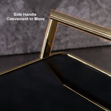 Modern Rolling 3-Tier Bar Cart on Wheel with Handle in Black & Brushed Gold Style