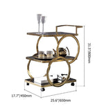 Modern Rolling 3-Tier Bar Cart on Wheel with Handle in Black & Brushed Gold Style