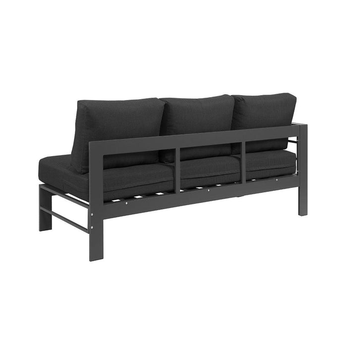 Paris 6 Seater Charcoal Aluminium L-Shaped Sofa Lounge Set - Dark Grey Cushion