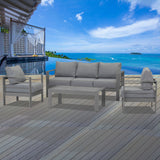 Paris 5 Seater Charcoal Aluminium Sofa Lounge Set - Grey Cushion