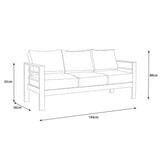 Paris 5 Seater Charcoal Aluminium Sofa Lounge Set - Grey Cushion