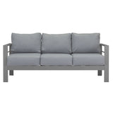 Paris 5 Seater Charcoal Aluminium Sofa Lounge Set - Grey Cushion