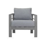 Paris 5 Seater Charcoal Aluminium Sofa Lounge Set - Grey Cushion