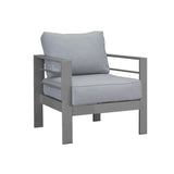 Paris 5 Seater Charcoal Aluminium Sofa Lounge Set - Grey Cushion