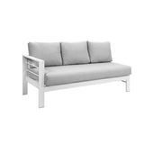 Paris 6 Seater White Aluminium L-Shaped Sofa Lounge Set - Light Grey Cushion