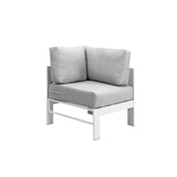 Paris 6 Seater White Aluminium L-Shaped Sofa Lounge Set - Light Grey Cushion