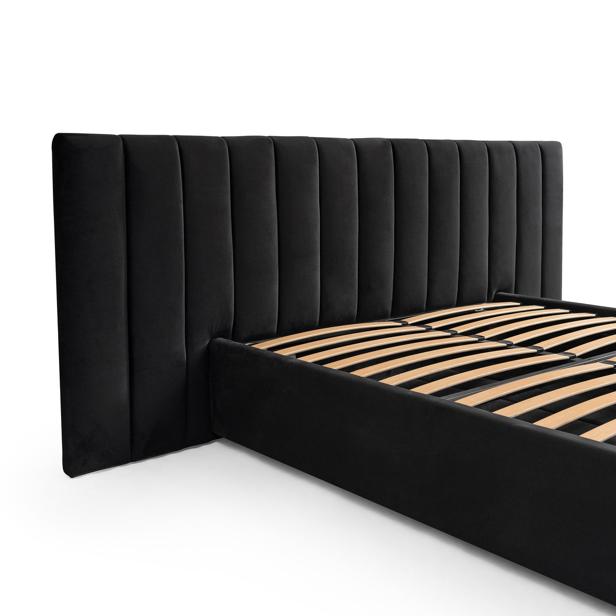 Ralph Wide Base King Sized Bed Frame - Black Velvet