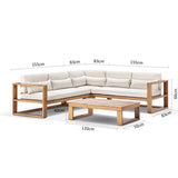 SANTORINI PACKAGE A OUTDOOR ALUMINIUM CORNER MODULAR LOUNGE IN TEAK LOOK FINISH