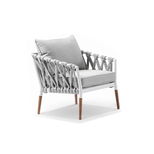 SILAS OUTDOOR ROPE AND ALUMINIUM PATIO BALCONY SET WITH SIDE TABLE