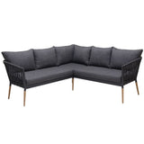 SILAS OUTDOOR CHARCOAL ROPE CORNER LOUNGE SETTING WITH COFFEE TABLE