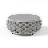 Tatta 4 Pieces Textilene Rope Woven Outdoor Sectional Sofa Set with Round Coffee Table