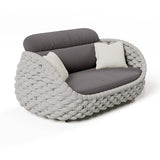 Tatta 4 Pieces Textilene Rope Woven Outdoor Sectional Sofa Set with Round Coffee Table