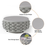 Tatta 4 Pieces Textilene Rope Woven Outdoor Sectional Sofa Set with Round Coffee Table