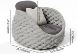 Tatta 4 Pieces Textilene Rope Woven Outdoor Sectional Sofa Set with Round Coffee Table