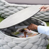 Tatta 4 Pieces Textilene Rope Woven Outdoor Sectional Sofa Set with Round Coffee Table