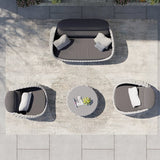 Tatta 4 Pieces Textilene Rope Woven Outdoor Sectional Sofa Set with Round Coffee Table