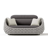 Tatta 4 Pieces Textilene Rope Woven Outdoor Sectional Sofa Set with Round Coffee Table